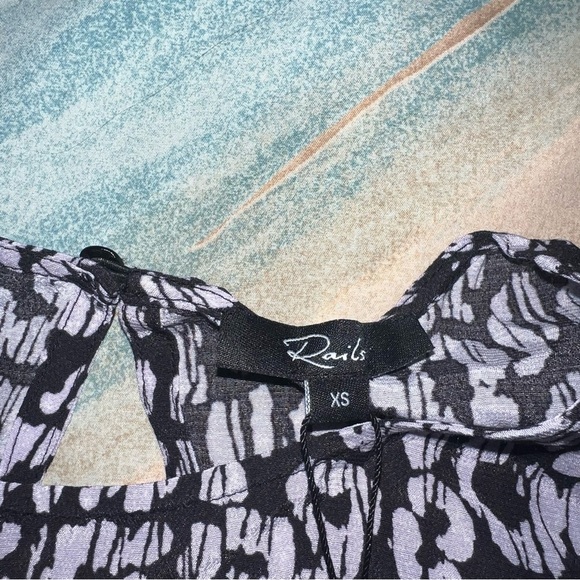 RAILS Inez Mini Dress size XS Purple Black Batik Cheetah Print Smocked Waist NWT - Picture 7 of 11